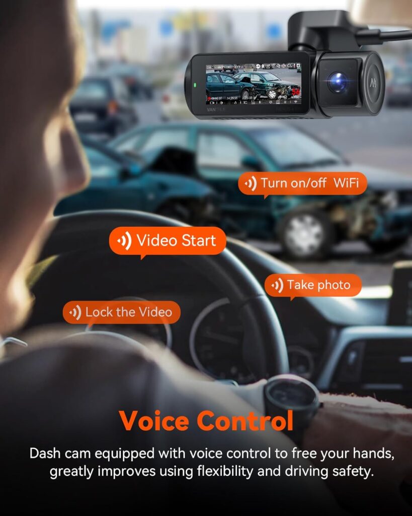 VANTRUE N4 Pro 4K Dash Cam Front Rear Inside 5G WiFi GPS, STARVIS 2, 3 Channel Dashcam for Cars 4K+1080P+1080P Night Vision, Triple Car Dash Camera Voice Control 24/7 Buffered Parking Mode, 512GB Max