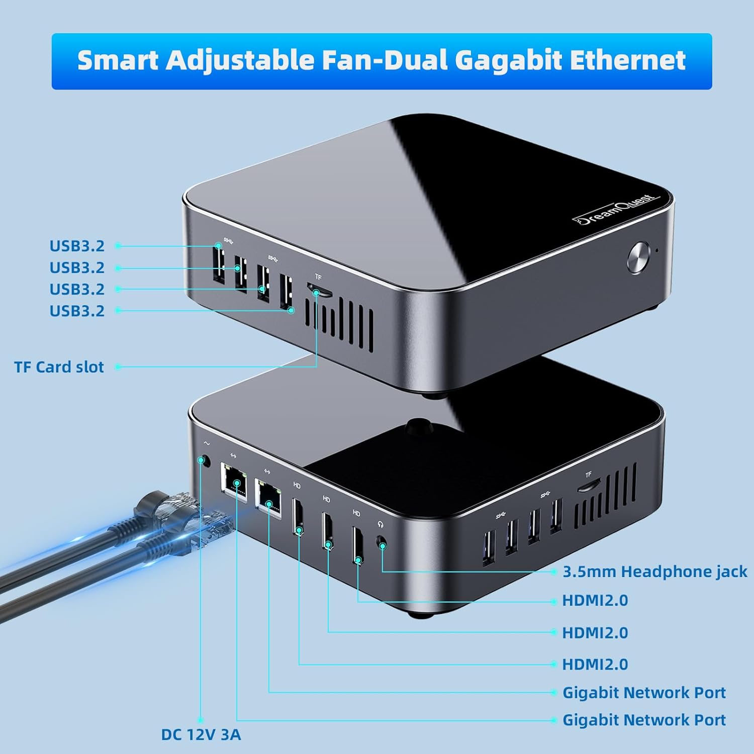 DreamQuest Mini PC Windows 11 32GB RAM 1TB M.2 SSD Desktop Computer 12th Gen Intel N95 (up to 3.4 Ghz) Micro PC with 4K Triple Monitor, WiFi 5, BT4.2,Gigabit Ethernet,USB3.2 for Office Business