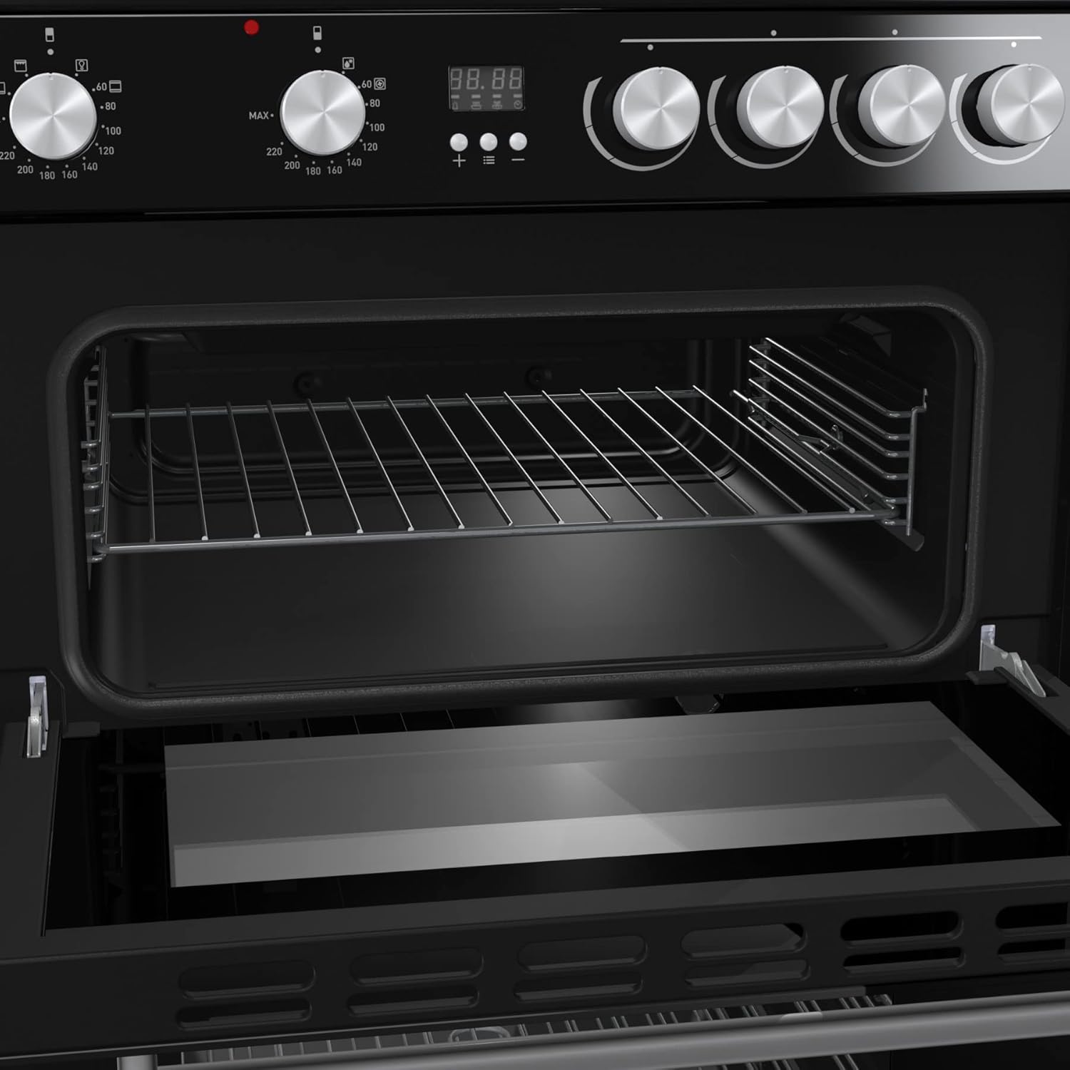 Hisense HDE3211BXUK 60cm Electric Cooker with Ceramic Hob - Brushed stainless steel -A+/A Rated Double Oven           [Energy Class A]