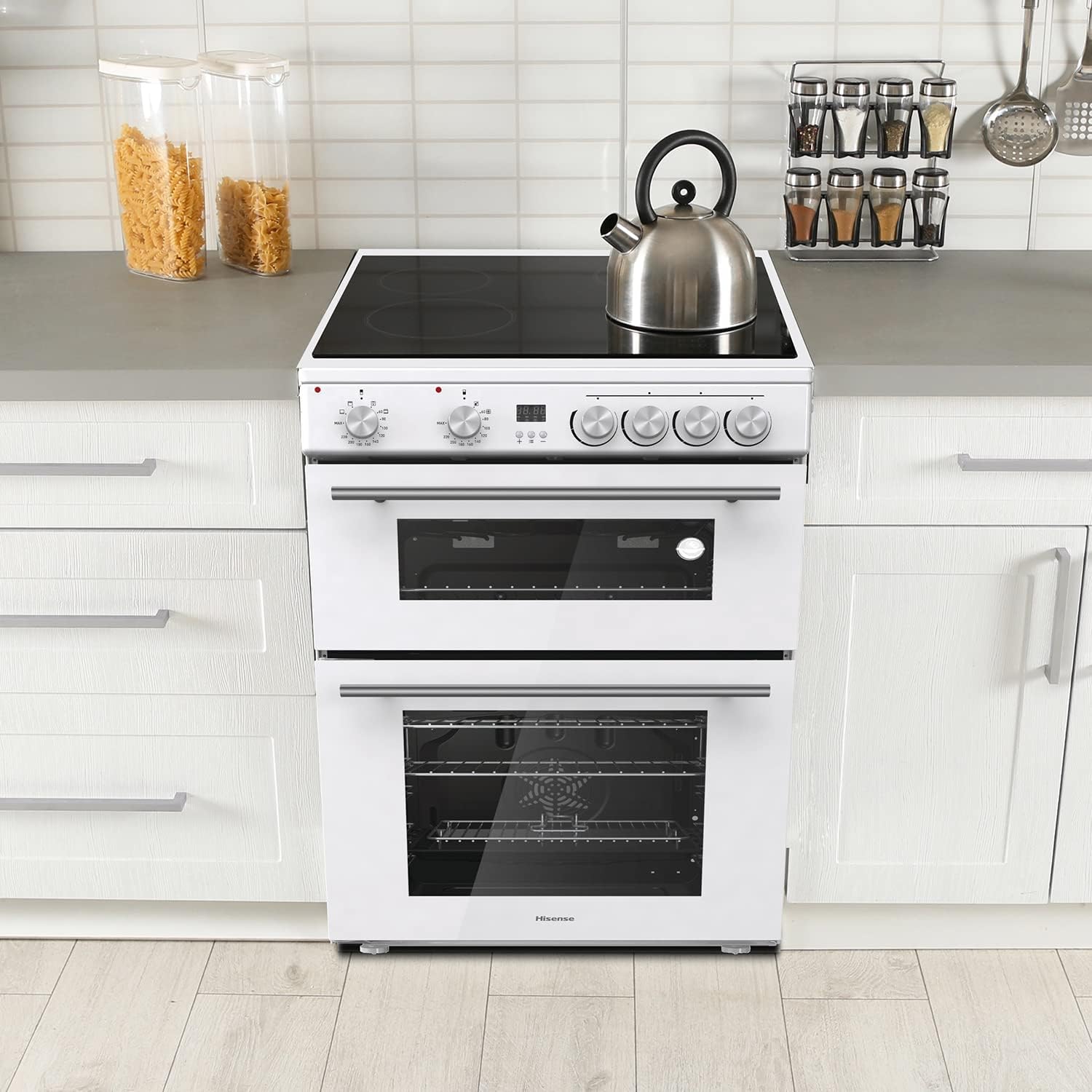 Hisense HDE3211BXUK 60cm Electric Cooker with Ceramic Hob - Brushed stainless steel -A+/A Rated Double Oven           [Energy Class A]