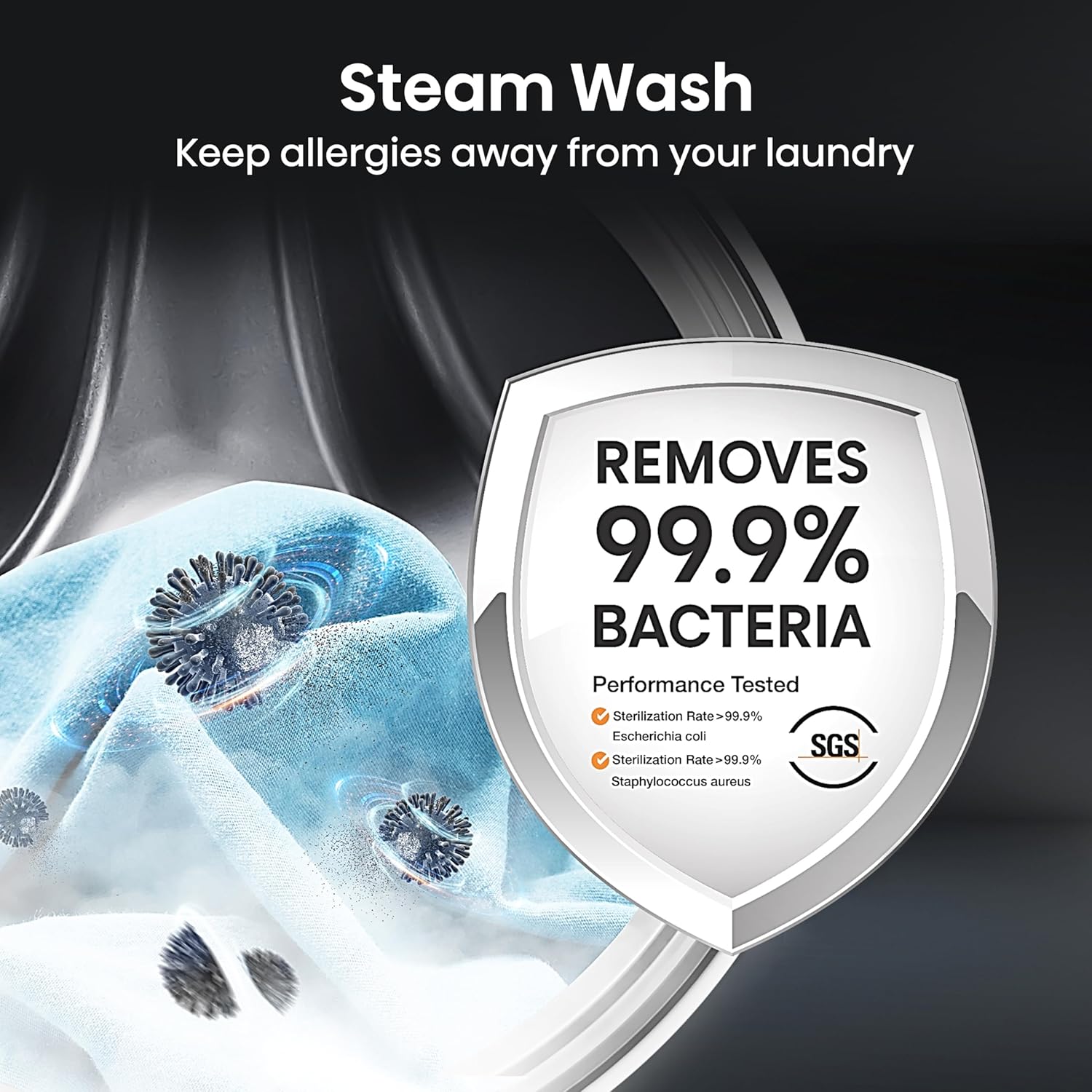 Hisense-WFQP9014EVM-Freestanding-9 KG-Front Load Washing Durable Inverter Machine-Steam Wash-Quick Wash-15 Washing Programs-1400 RPM-White-Energy Rating C           [Energy Class C]