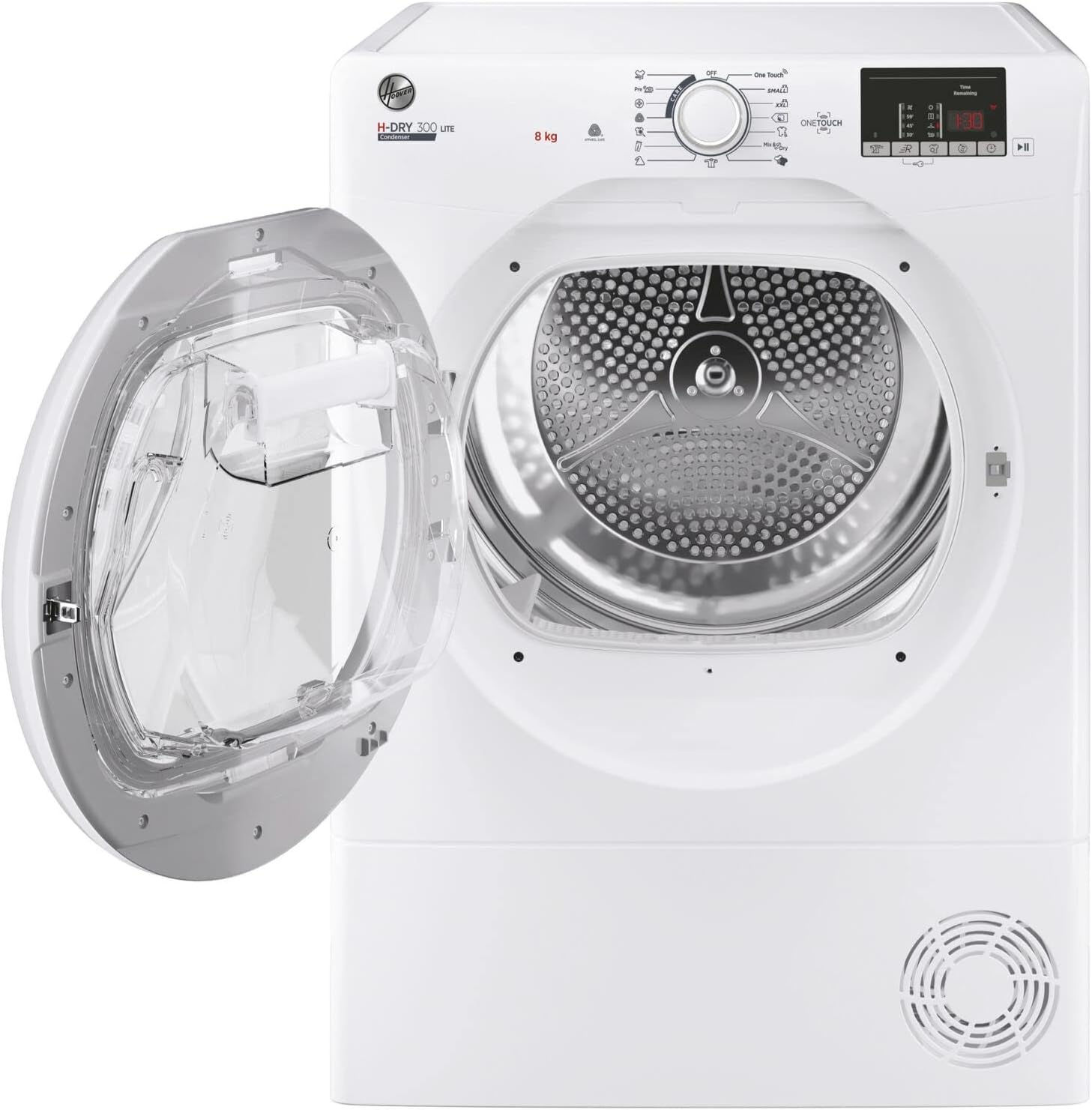 Hoover HLEC8DE H-Dry 300 8kg Condenser Tumble Dryer, Aquavision, White, Sensor dry, NFC           [Energy Class B]