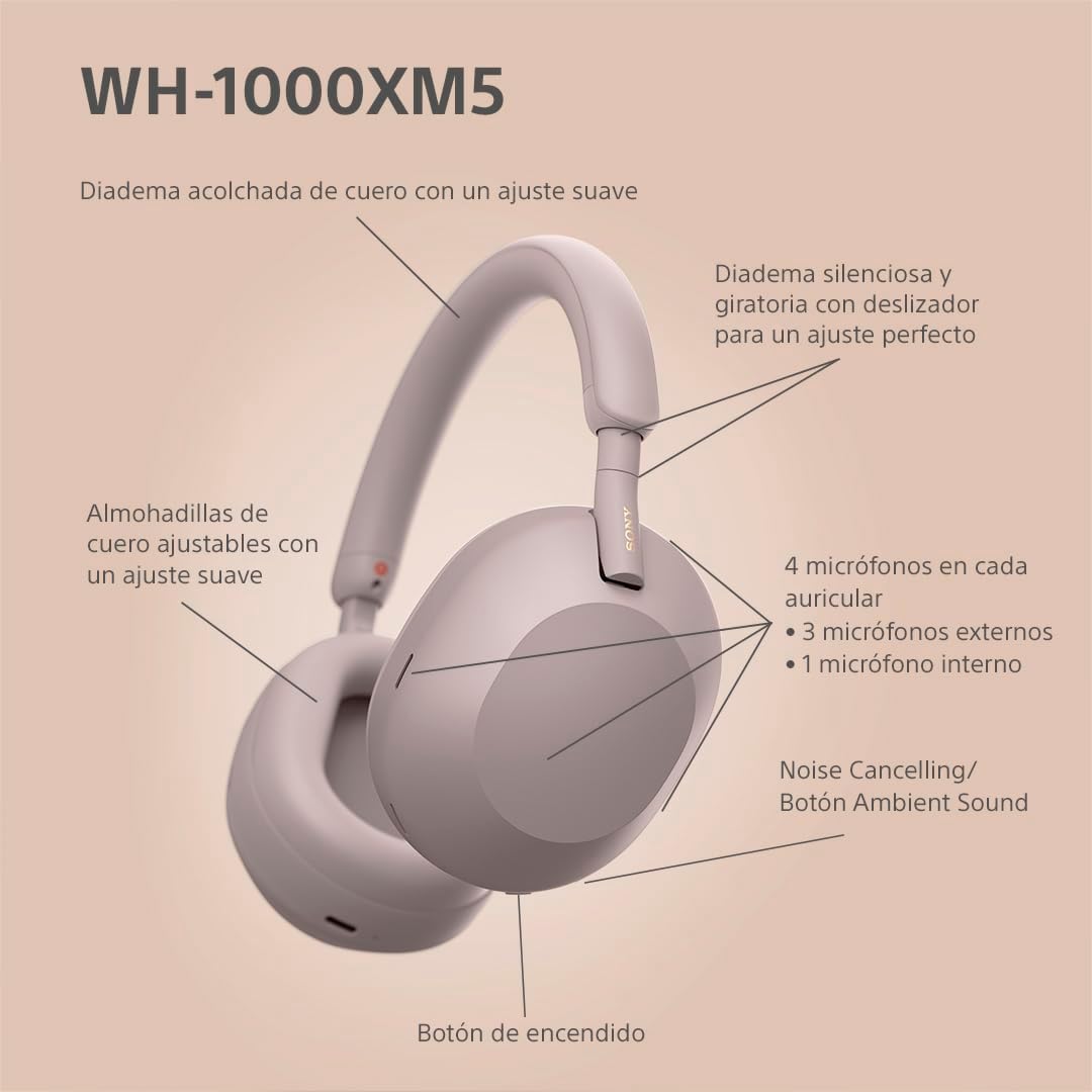 Sony WH-1000XM5 Noise Cancelling Wireless Headphones - 30 hours battery life - Over-ear style - Optimised for Alexa and the Google Assistant - with built-in mic for phone calls - Black