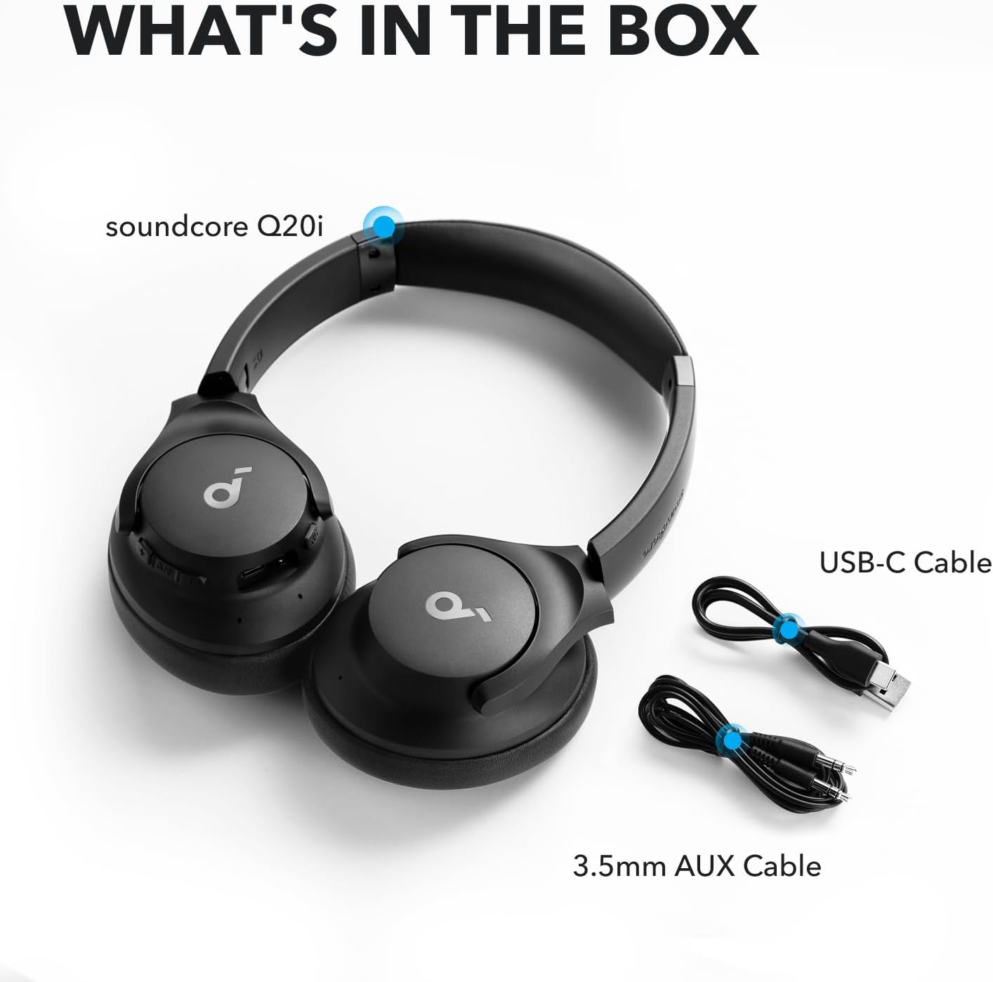 soundcore by Anker Q20i Hybrid Active Noise Cancelling Foldable Headphones, Wireless Over-Ear Bluetooth, 40H Long ANC Playtime, Hi-Res Audio, Big Bass, Customize via an App, Transparency Mode
