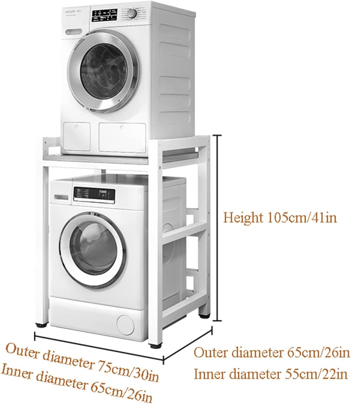 Stacking Set Adjustable Stand Front Load Washer and Dryer Portable Rack with 400kg Capacity Over Washing Machine Laundry Storage Unit(Color:Black Frame and Black)
