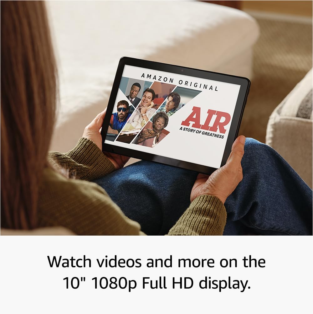 Amazon Fire HD 10 tablet, built for relaxation, 10.1 vibrant Full HD screen, octa-core processor, 3 GB RAM, up to 13-h battery life, latest model (2023 release), 32 GB, Black, with adverts