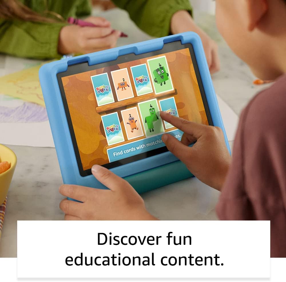 Amazon Fire HD 8 Kids tablet | 8-inch HD display, ages 3–7, includes 2-year worry-free guarantee, Kid-Proof Case, 32 GB, 2022 release, Blue
