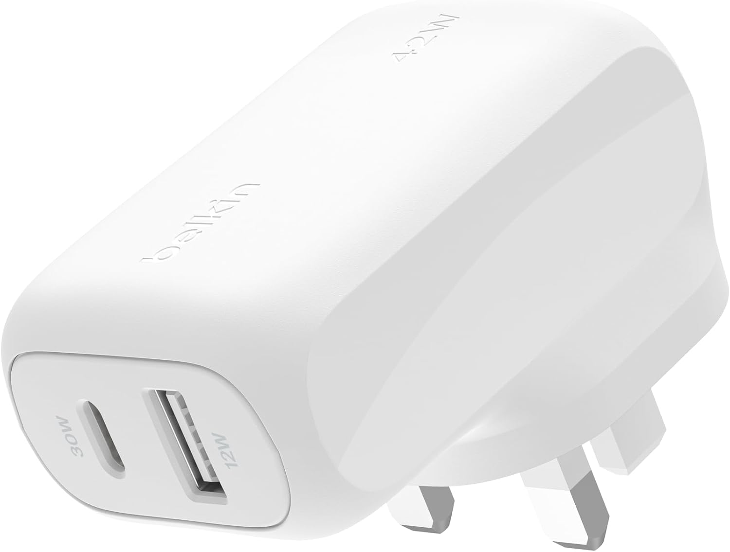 Belkin BoostCharge 42W Dual Port Wall Charger, USB-C + USB-A Charger Fast Charging for iPhone 16, 16 Plus, 16 Pro, 16 Pro Max, iPhone 15, Galaxy S24, Plus, Ultra, iPad, Pixel, AirPods  More - White