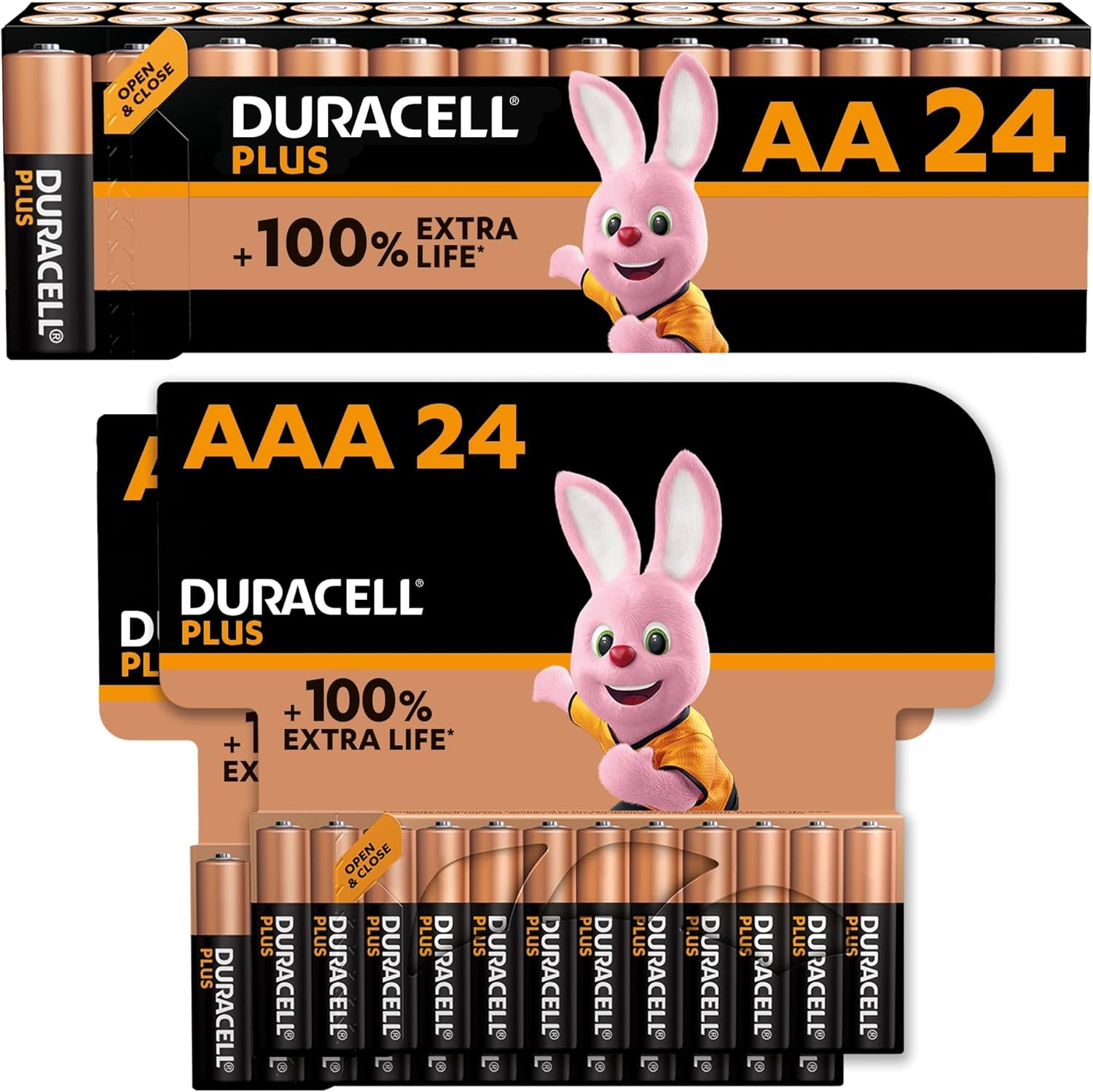Duracell Plus AA Batteries (12 Pack) - Alkaline 1.5V - Up To 100% Extra Life - Reliability For Everyday Devices - 0% Plastic Packaging - 10 Year Storage - LR6 MN1500