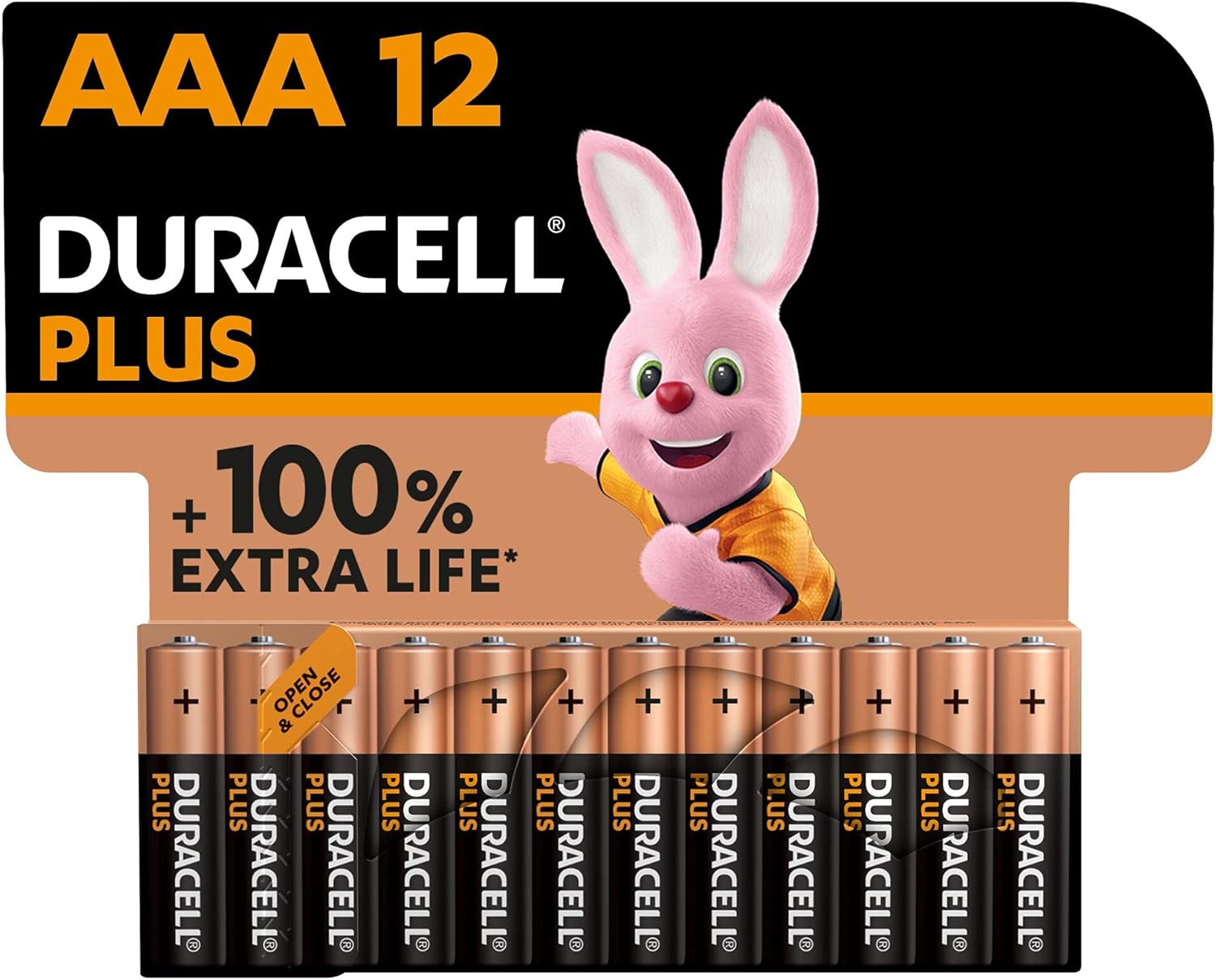 Duracell Plus AA Batteries (12 Pack) - Alkaline 1.5V - Up To 100% Extra Life - Reliability For Everyday Devices - 0% Plastic Packaging - 10 Year Storage - LR6 MN1500