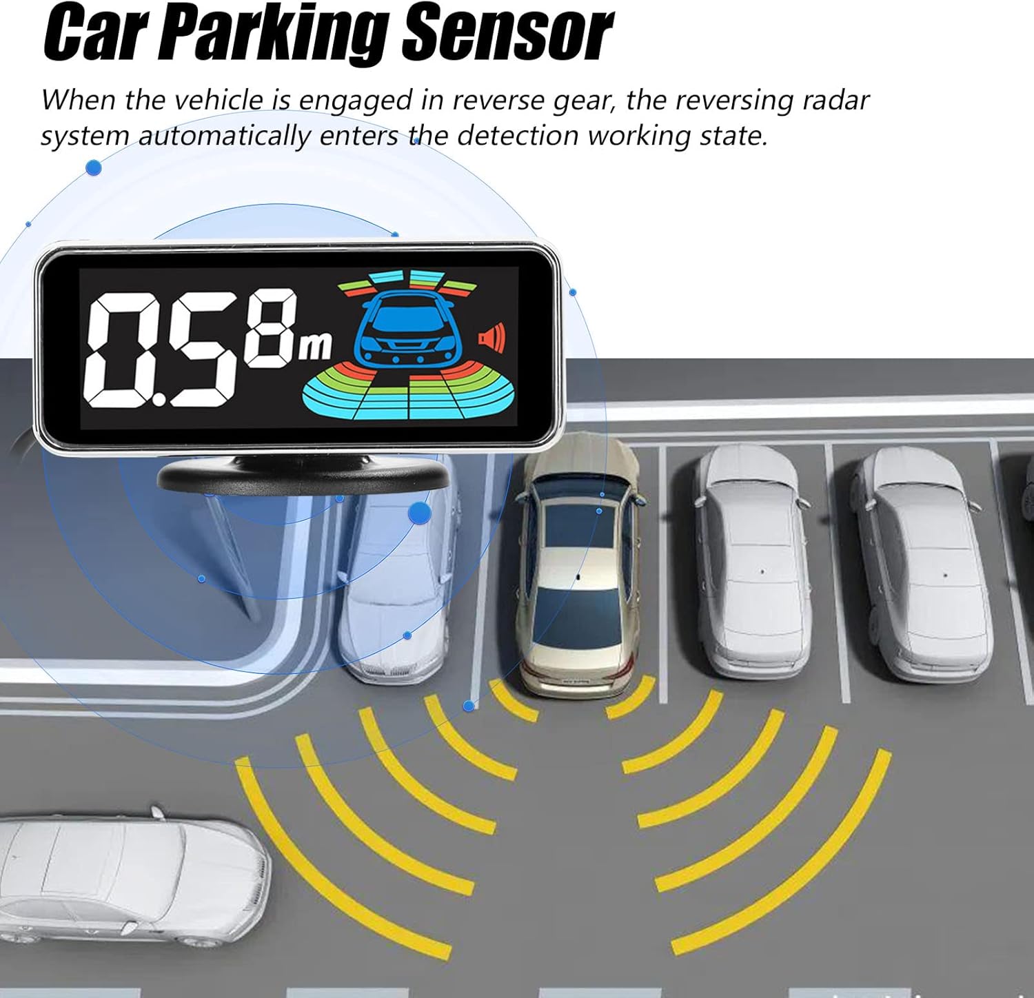 GoolRC Car Parking Sensor Rear Reversing Radars System with 8 Parking Sensors Distance Detection + LCD Distance Display + Sound Warning Buzzer, Black