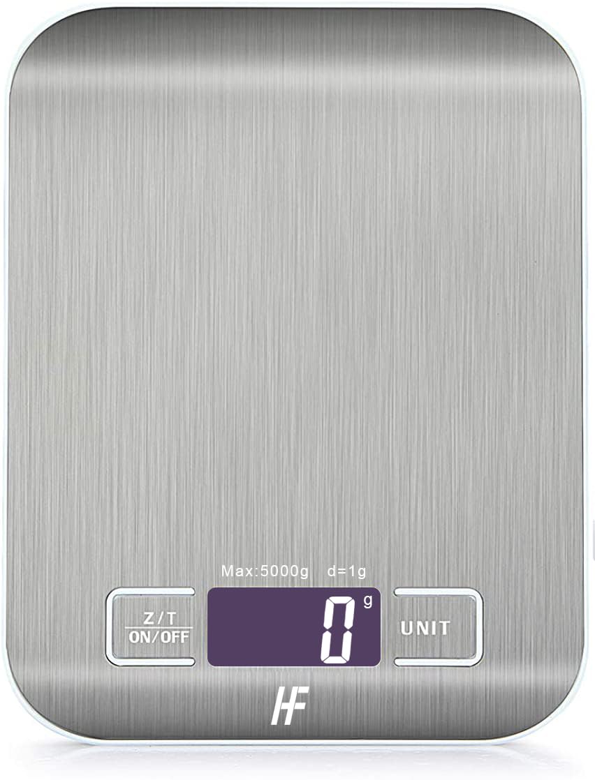 HomeFashion Digital Kitchen Scales Food Scale with stainless steel Platform Electronic Cooking with Backlit LCD Display Multifunction for Home Office Use 5kg 1g 11lb HomeFashion Digital Kitchen Scales Food Scale with stainless steel Platform Electronic Cooking with Backlit LCD Display Multifunction for Home Office Use 5kg 1g 11lb