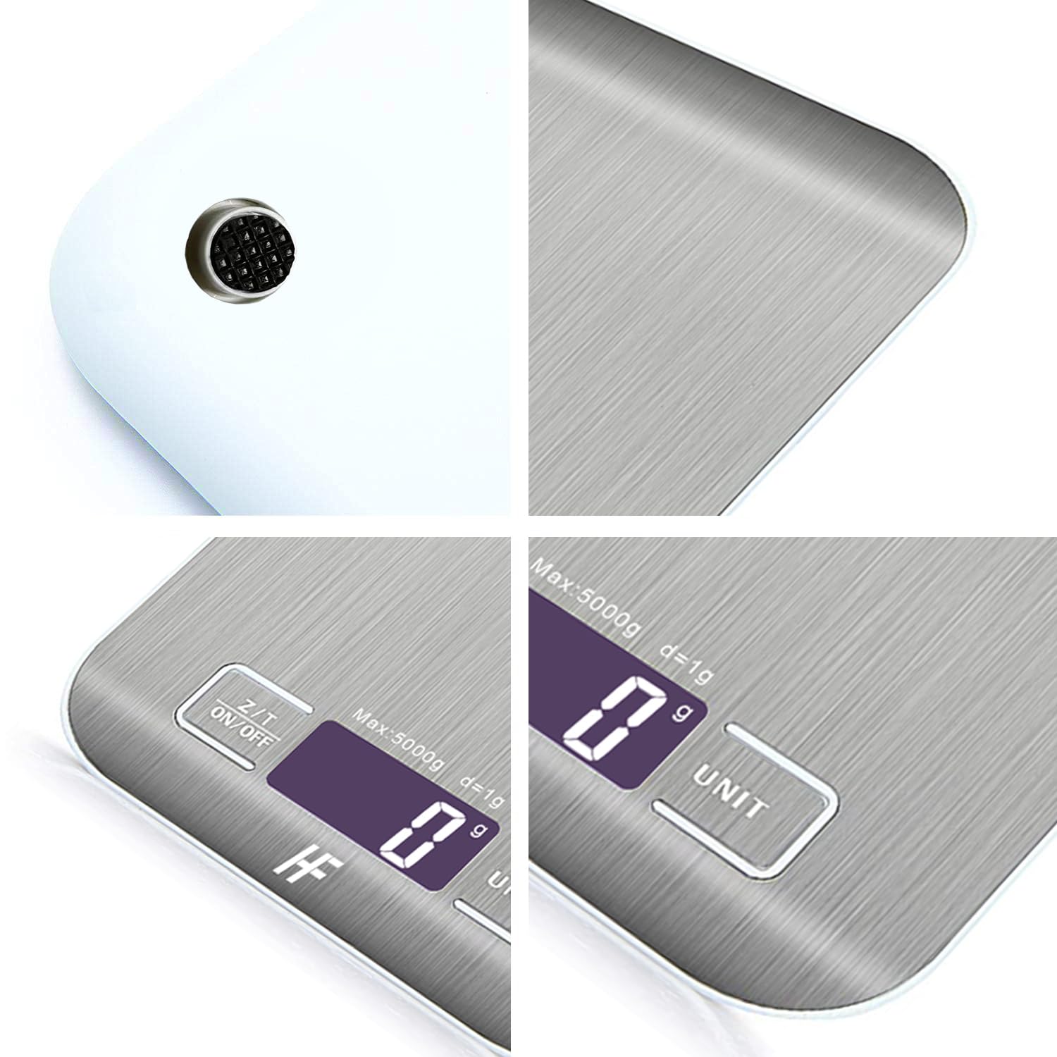 HomeFashion Digital Kitchen Scales Food Scale with stainless steel Platform Electronic Cooking with Backlit LCD Display Multifunction for Home Office Use 5kg 1g 11lb HomeFashion Digital Kitchen Scales Food Scale with stainless steel Platform Electronic Cooking with Backlit LCD Display Multifunction for Home Office Use 5kg 1g 11lb