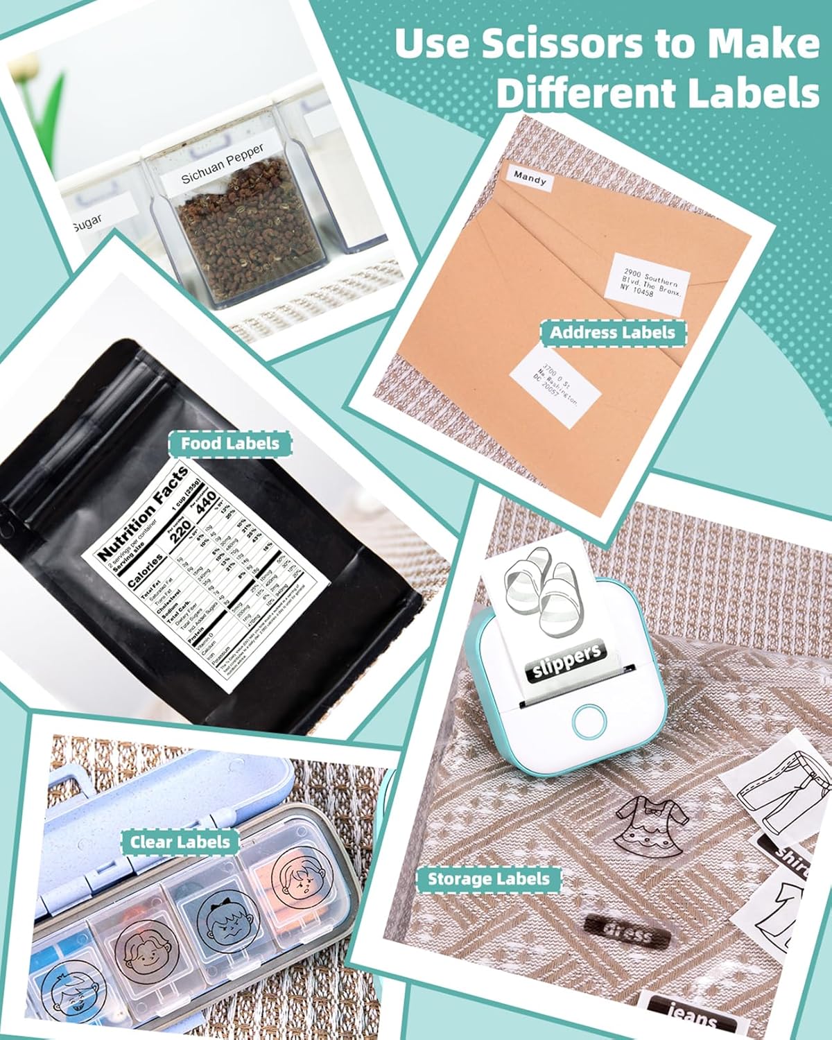 Mini Printer - Sticker Printer T02 Portable Thermal Printer Inkless Sticker Maker Machine Pocket Bluetooth Photo Printer Phone Printer for Learning, Study Notes, Anatomical Diagram, Photos, Journals