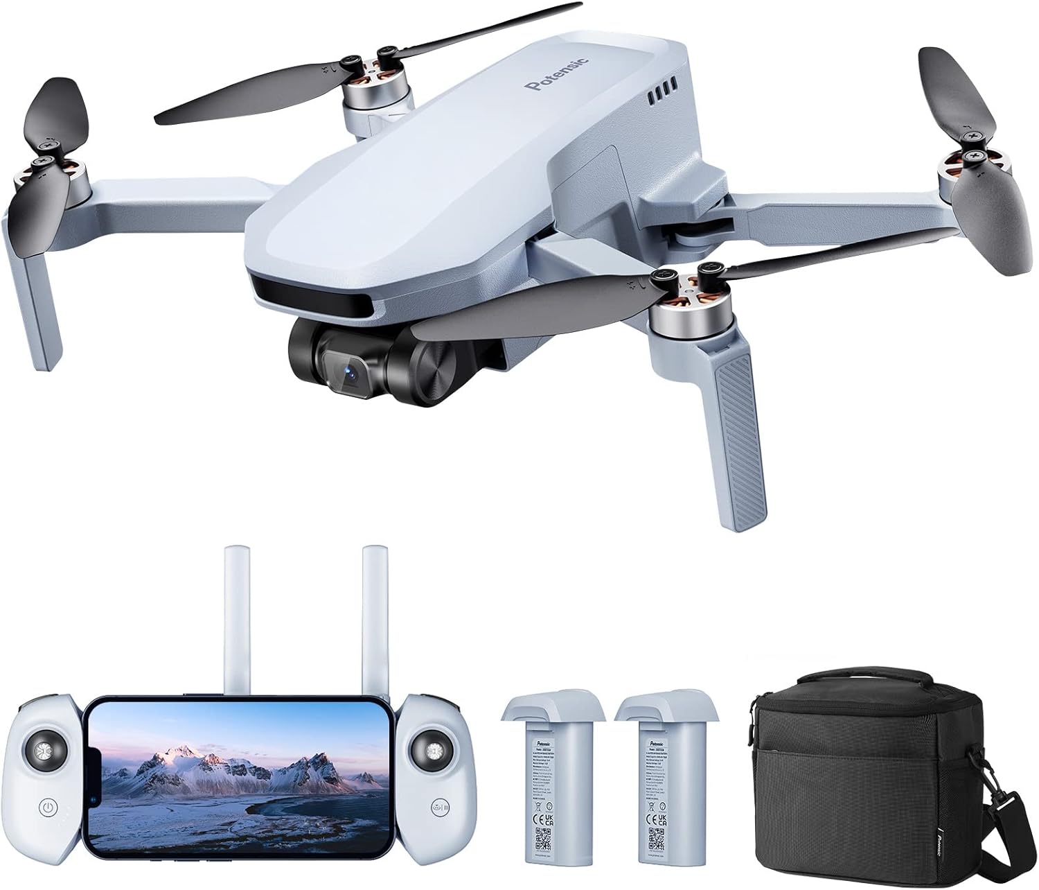Potensic ATOM SE GPS Drone with Camera 4K, 62 mins Flight Time,  249 g, 4KM Transmission, EIS - ShakeVanish Tech, Max Speed 16m/s, RC Quadcopter, Auto Return/Follow Me, Camera Drone for Adult