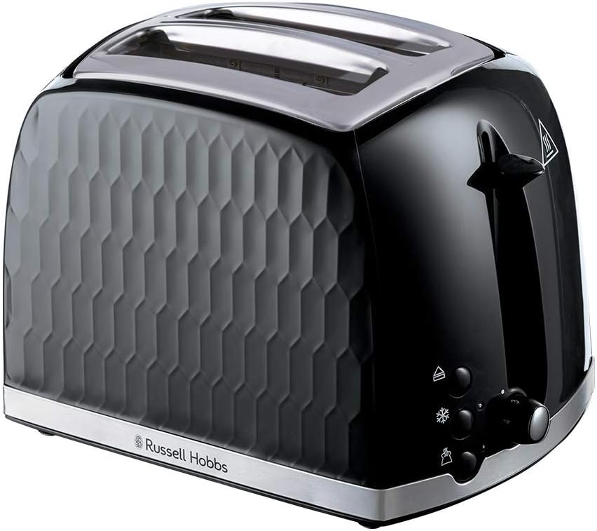 Russell Hobbs Honeycomb Electric 1.7L Cordless Kettle (Fast Boil 3KW, Black premium plastic, matt  high gloss finish, Removable washable anti-scale filter, Push button lid, Perfect pour spout) 26051